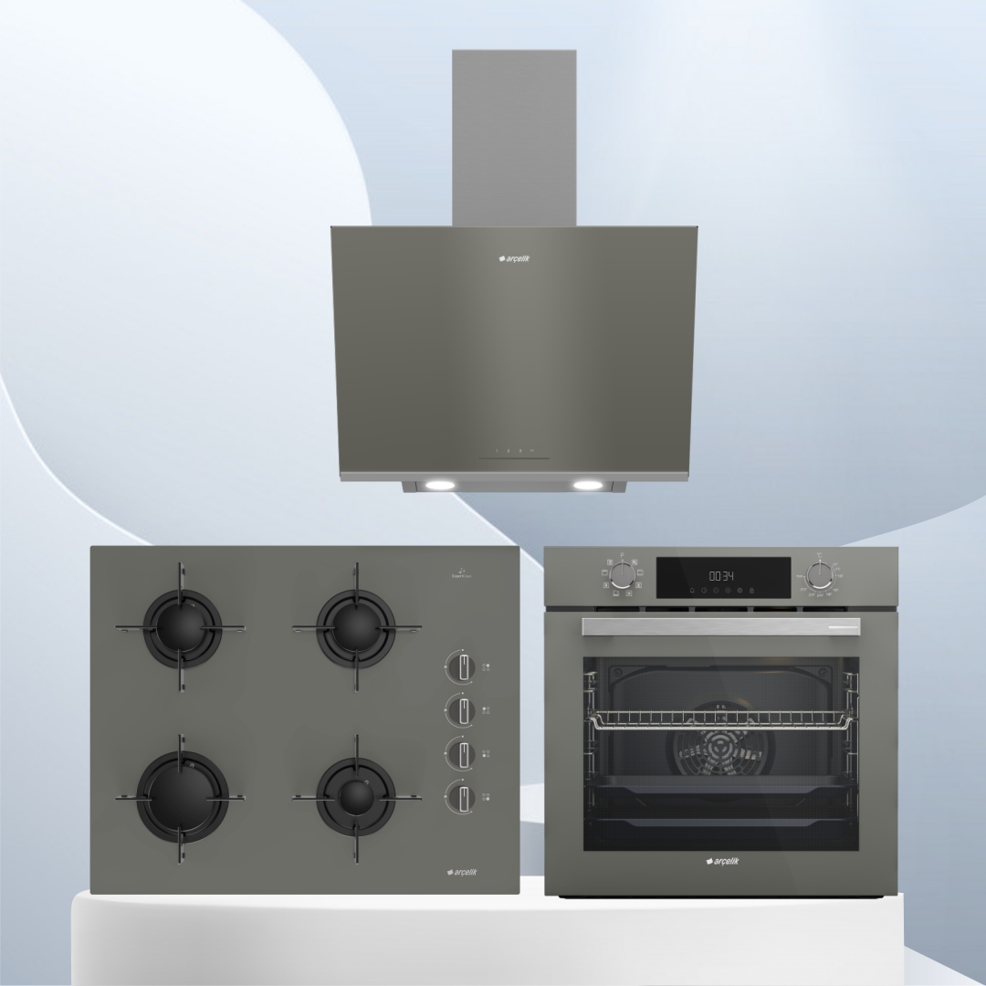 Arçelik 65 CM OCAKLI AVANTAJ GRİ ANKASTRE SET AFC 340 G + 651 EG + ADE 606 2 G