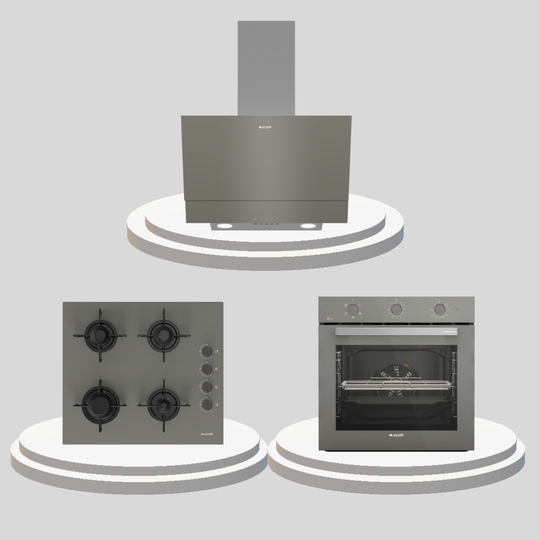 Arçelik Gri Cam Ankastre Set